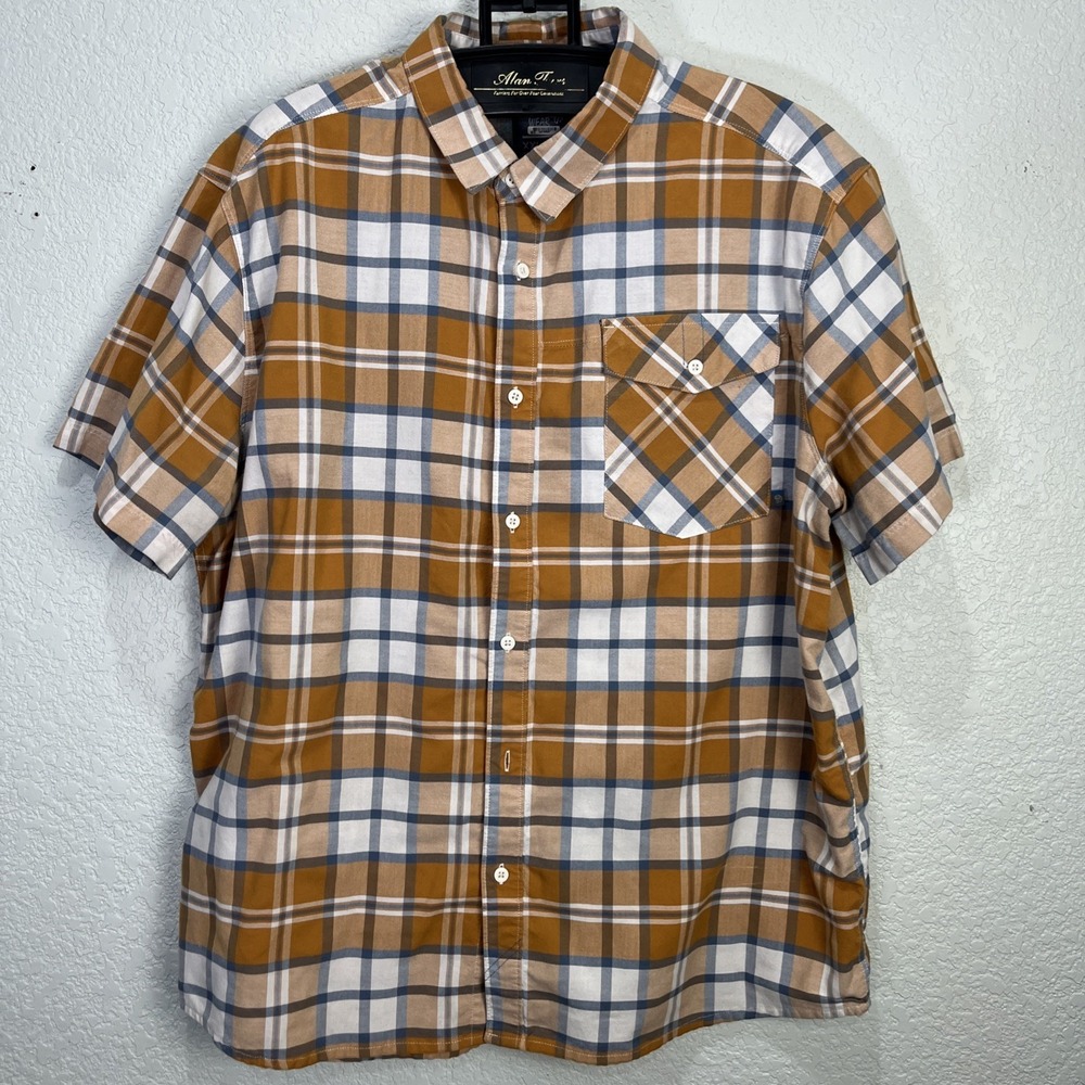 Mountain Hardwear Shirt Mens‎ XXL Orange Plaid Short Sleeve Button Front Casual